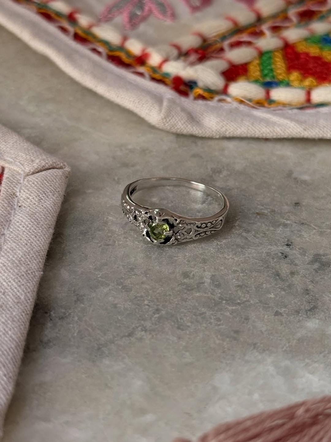 Peridot Gemstone Solitaire Ring for Women in Sterling Silver
