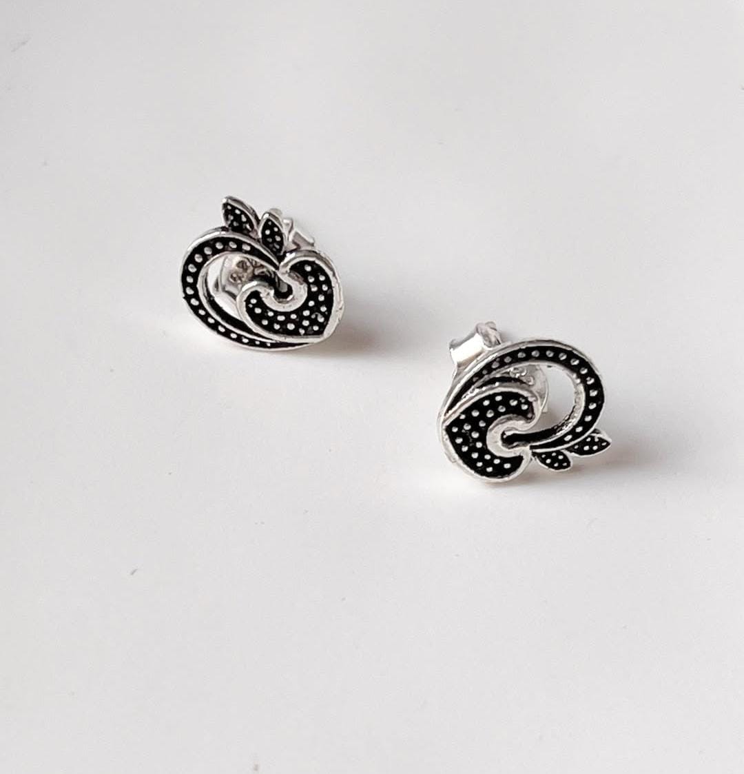Antique Plain Oxidised Boho Studs 925 Sterling Silver Earrings
