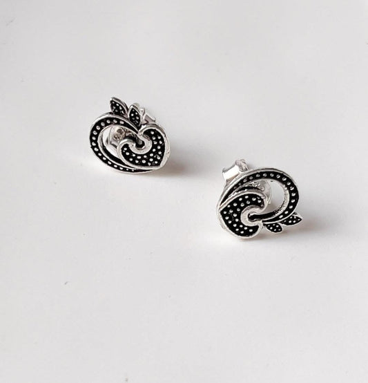 Antique Plain Oxidised Boho Studs 925 Sterling Silver Earrings