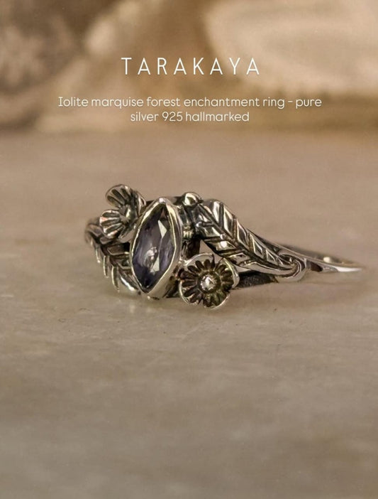 Iolite Marquise Forest Enchantment 925 Sterling Silver Ring