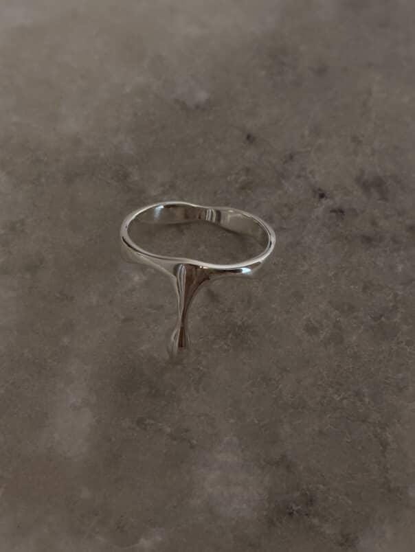 Handcrafted 925 sterling silver melted drop ring