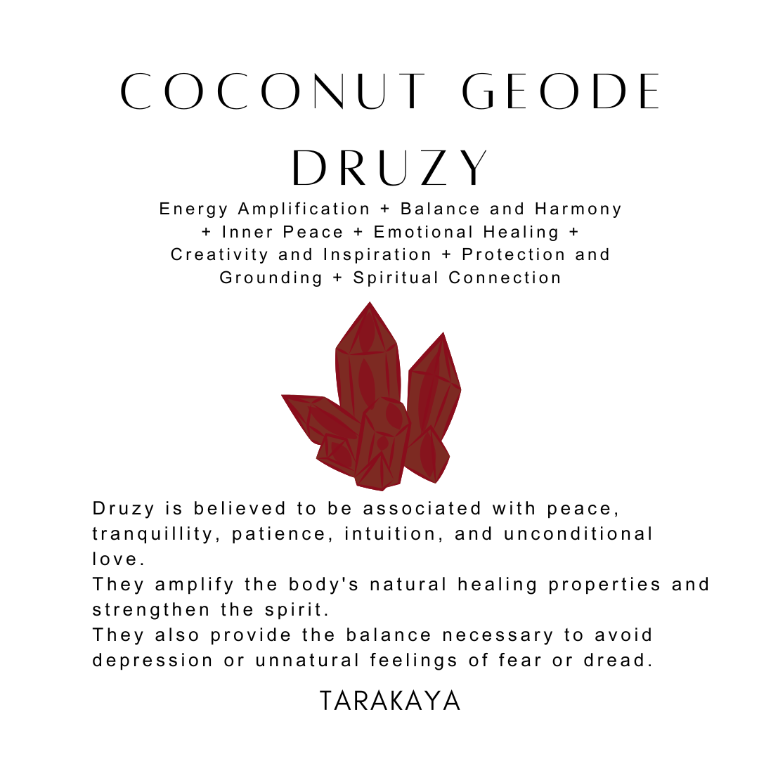 Red coconut druzy geode with sparkling mineral clusters