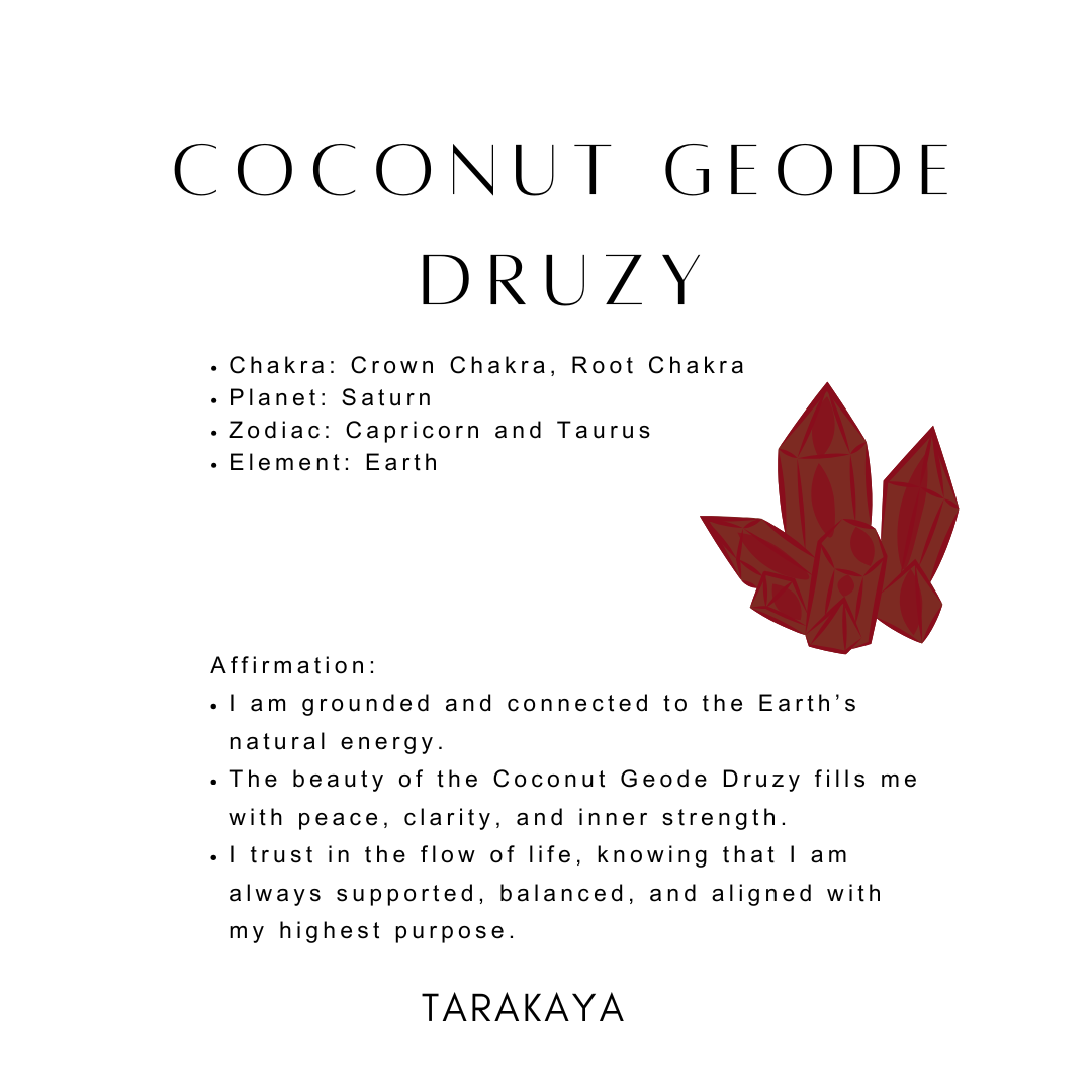 Natural red coconut druzy geode crystal