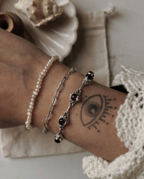 925 Sterling Silver & Crystals Bracelets / Bangles Handcrafted 925 silver crystal bracelet Delicate silver chain bracelet with rose quartz Chunky silver cuff bracelet handmade design