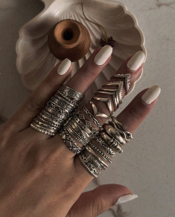 Handcrafted 925 Sterling Silver Boho Rings with gemstone Minimal silver stacking ring for daily wear Boho-style statement silver ring