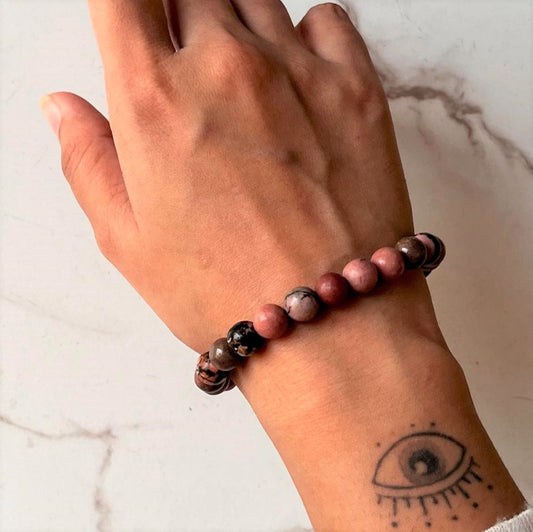 Rhodonite Natural Crystal Bracelet 8MM