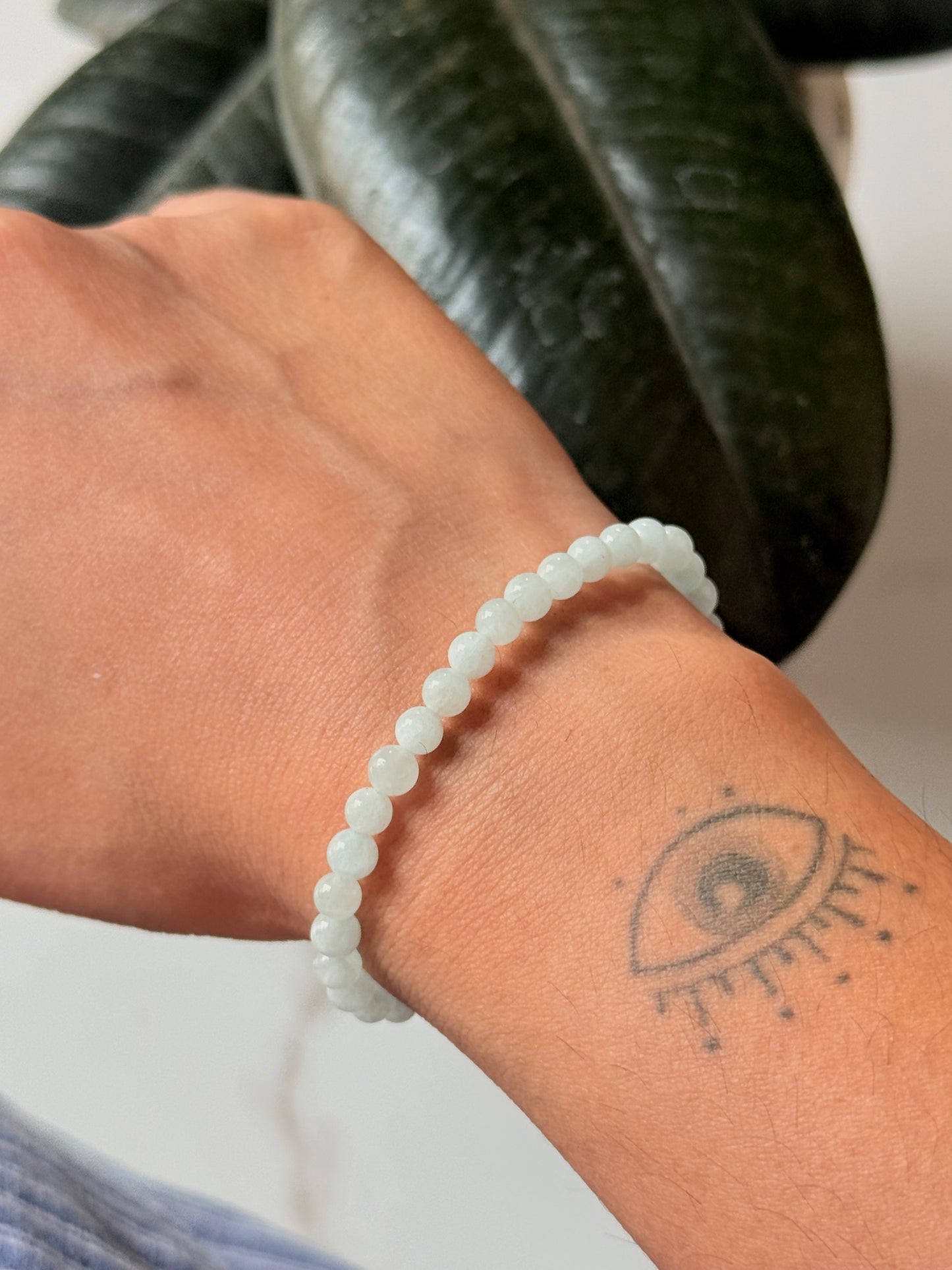 Natural Crystal Aquamarine 4mm Bracelet