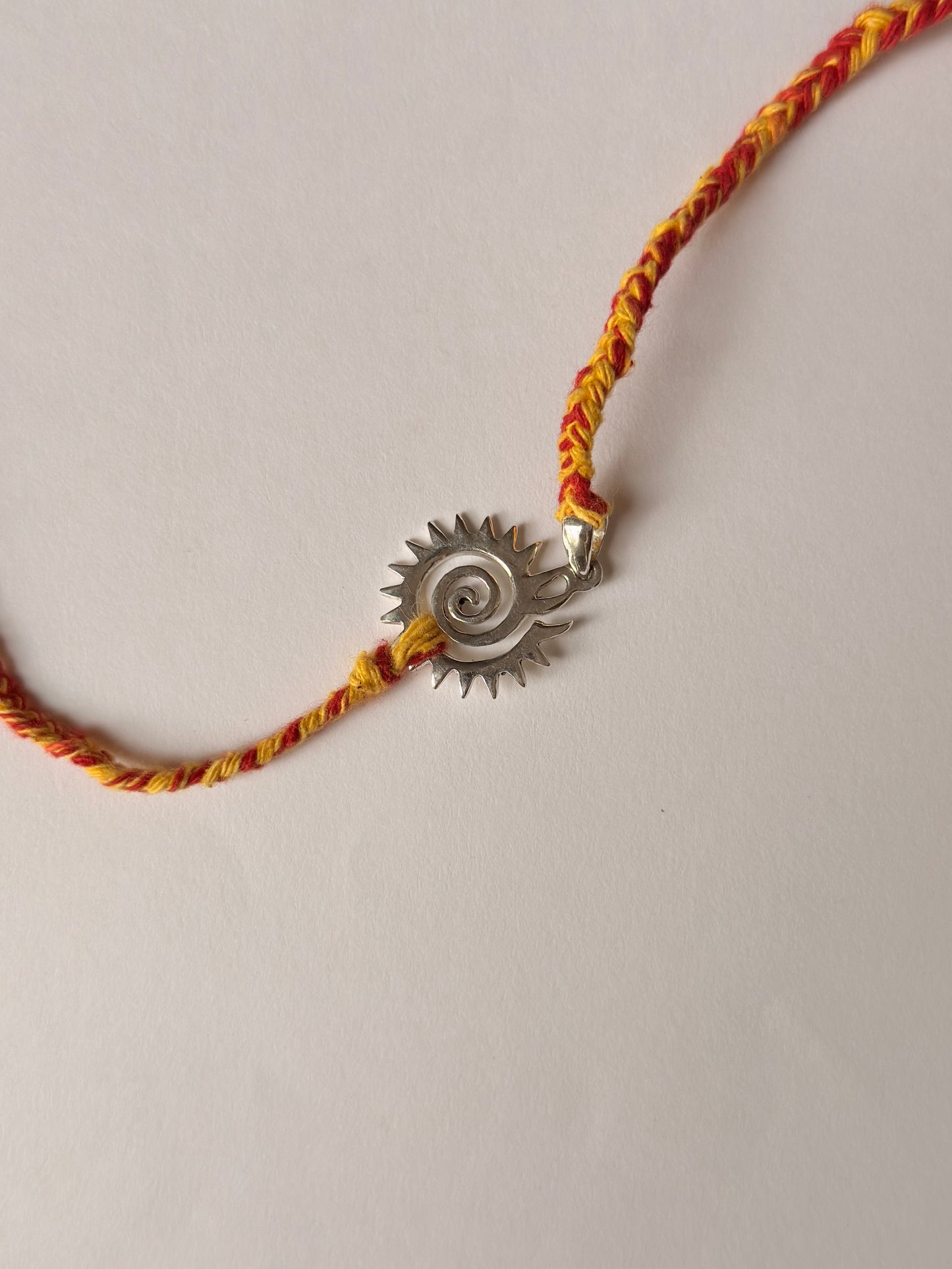 925 Sterling Silver Spiral Sun Reusable as Pendant Handcrafted Rakhi