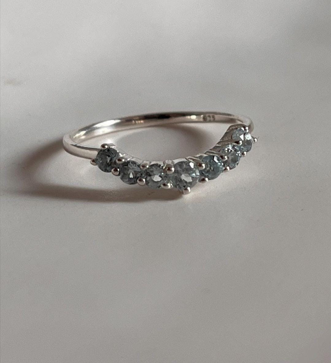 Sophisticated Blue Topaz Crown Stone Ring Set in Silver