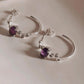 Handmade Amethyst CZ Half Hoop Earrings in Silver 
