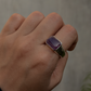925 Sterling Silver Amethyst Rectangular Signet Unisex Ring