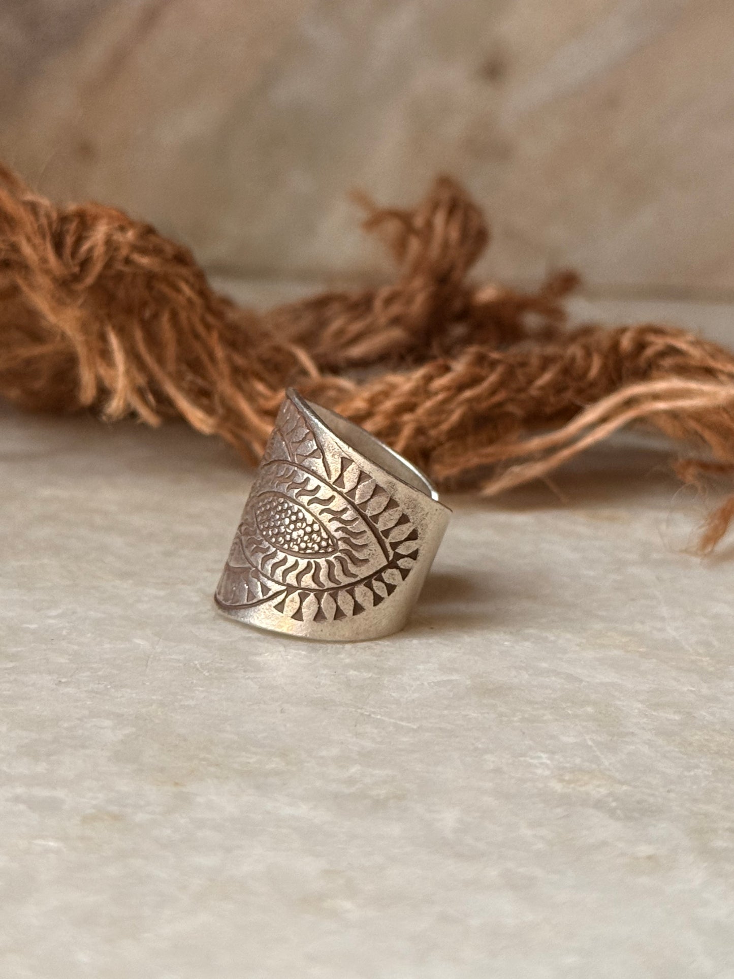 925 Sterling Silver Bohemian Imported Handcrafted Tribal Anant Mandala 2 Adjustable Ring
