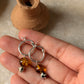 925 Sterling Silver Amber, Dalmation Jasper Italian Hoops