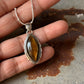 925 Sterling Silver Tiger Eye Marquise Handcrafted One of a Kind Pendant