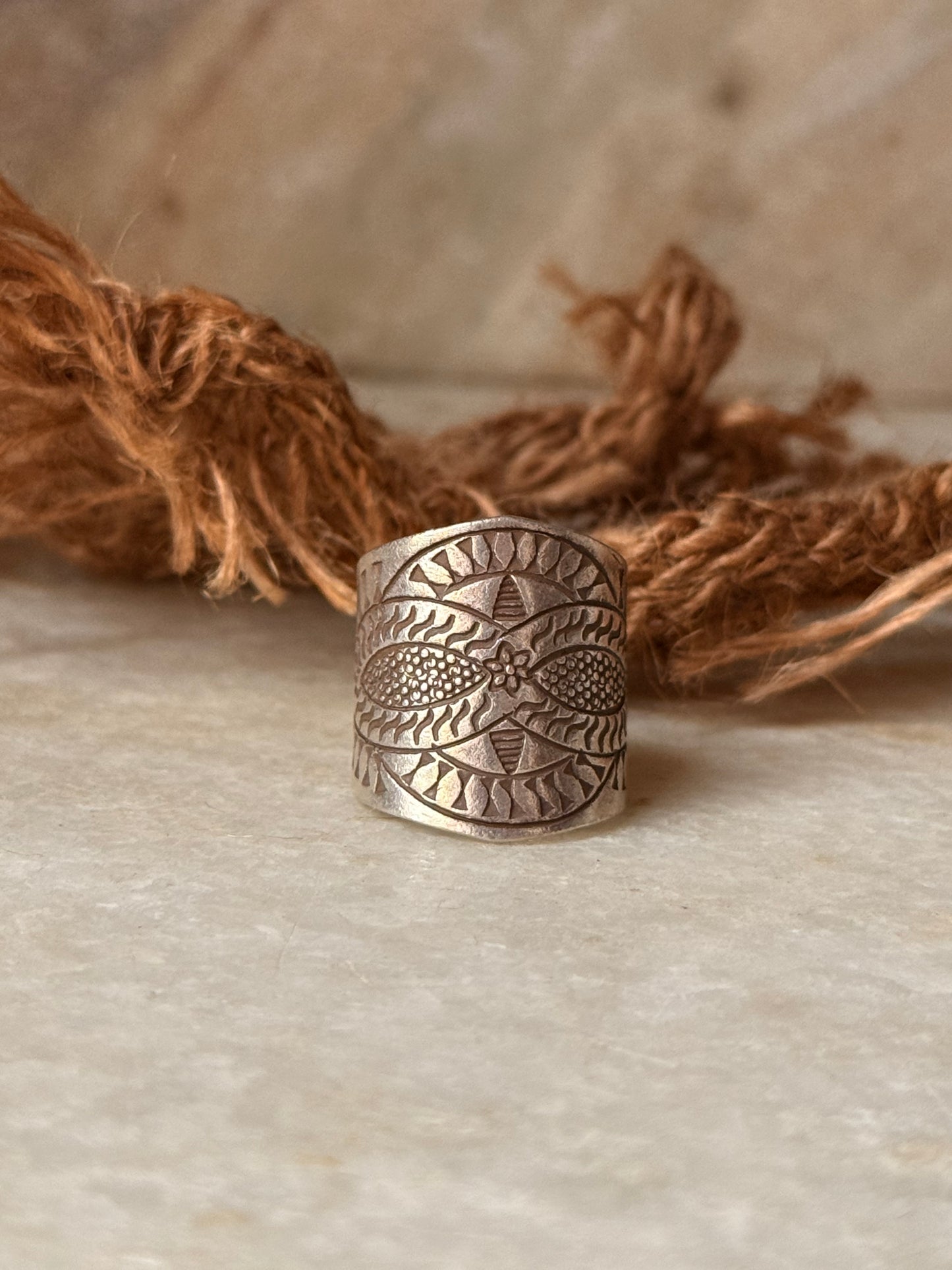 925 Sterling Silver Bohemian Imported Handcrafted Tribal Anant Mandala 2 Adjustable Ring