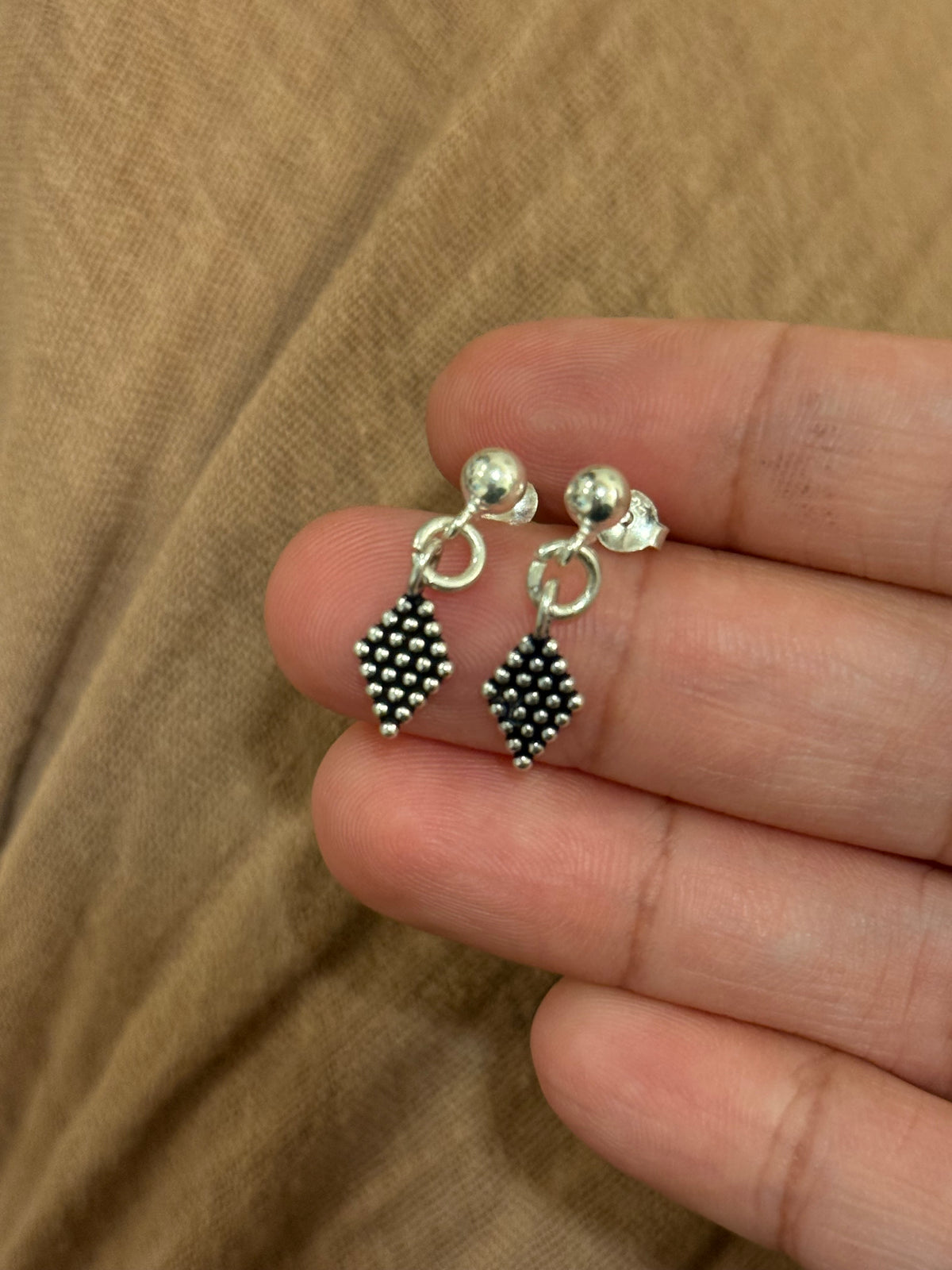 925 Sterling Silver Tribal Rawa Handcrafted Minimal Studs Earrings