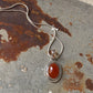 925 Sterling Silver Carnelian Oval Handcrafted One of a Kind Statement Pendant