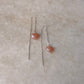 925 Sterling Silver Peach Moonstone Heart Threader/Sui Dhaga Earrings