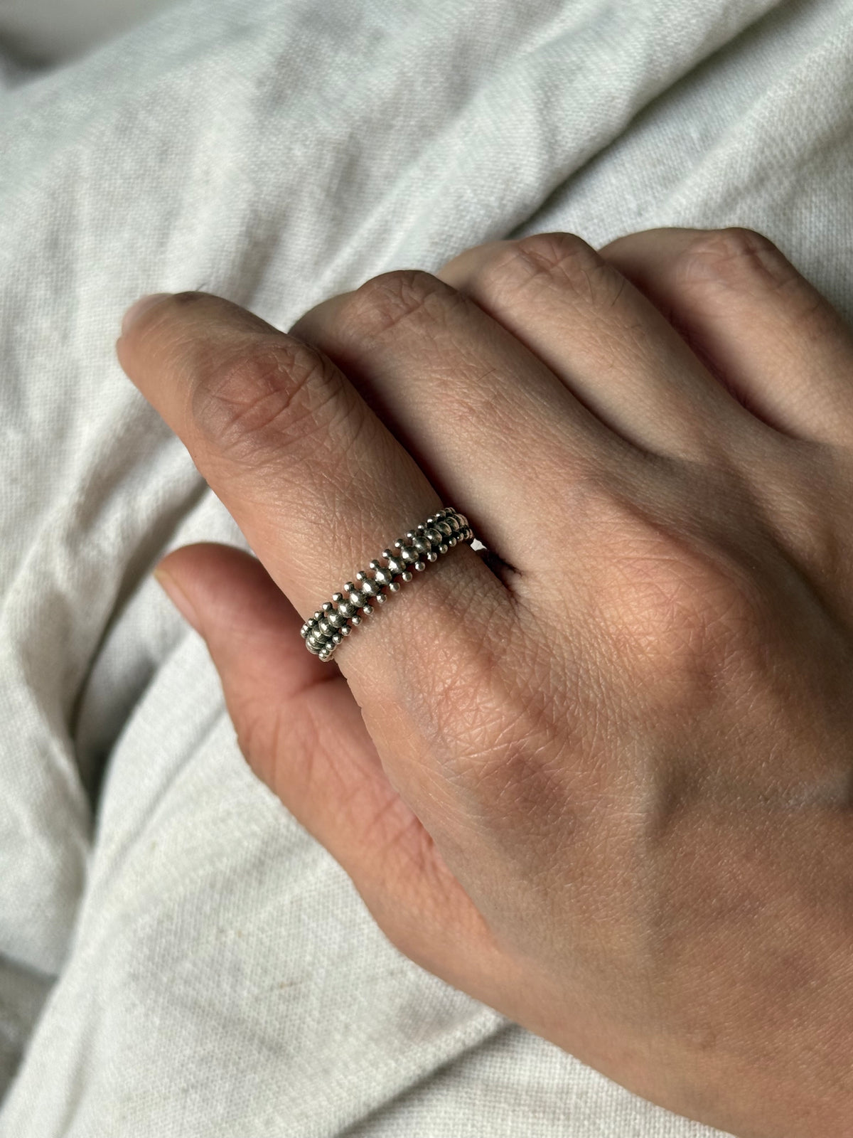 925 Sterling Silver Tribal Triple Rawa Stack Band Ring