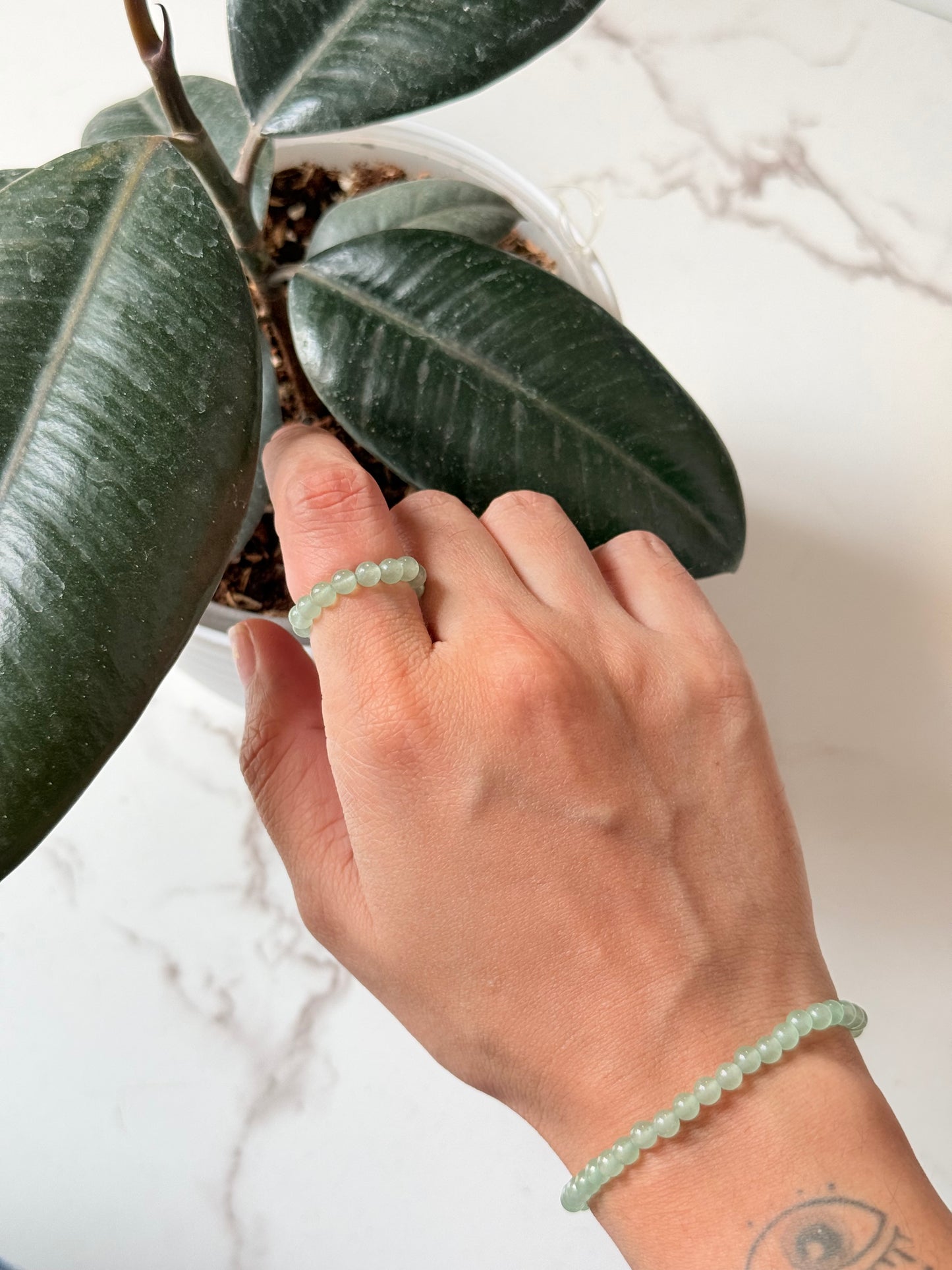 Green Aventurine 4MM Crystal Stretchy Rings