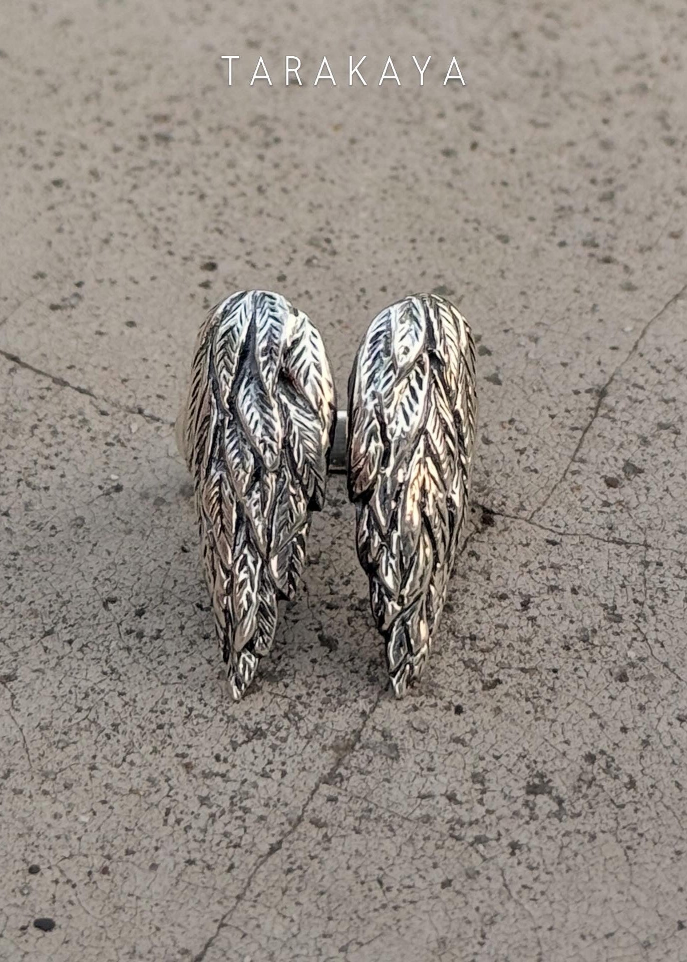 925 Sterling Silver Angel Wings Adjustable Ring