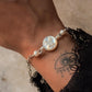 925 Sterling Silver Mother of Pearl Moon Face, Fresh Water Pearls & Silver Stars Self Designed Handcrafted Bracelet