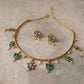 925 Sterling Silver Turquoise , Fresh Water Pearls & Kundan Polki Handcrafted Gold Plated Necklace Set