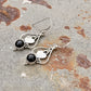 925 Sterling Silver Black Onyx Pear Leaf Rustic Handcrafted Hook Earrings