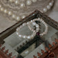 Natural Crystal Stretchy Shiny Basra Pearl & Garnet Silver Ball Rings