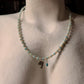 Natural Larimar, Fresh Water Pearls , Silver Fish Charm & Blue Bead Hanging Charm Handcrafted 925 Sterling Silver Necklace