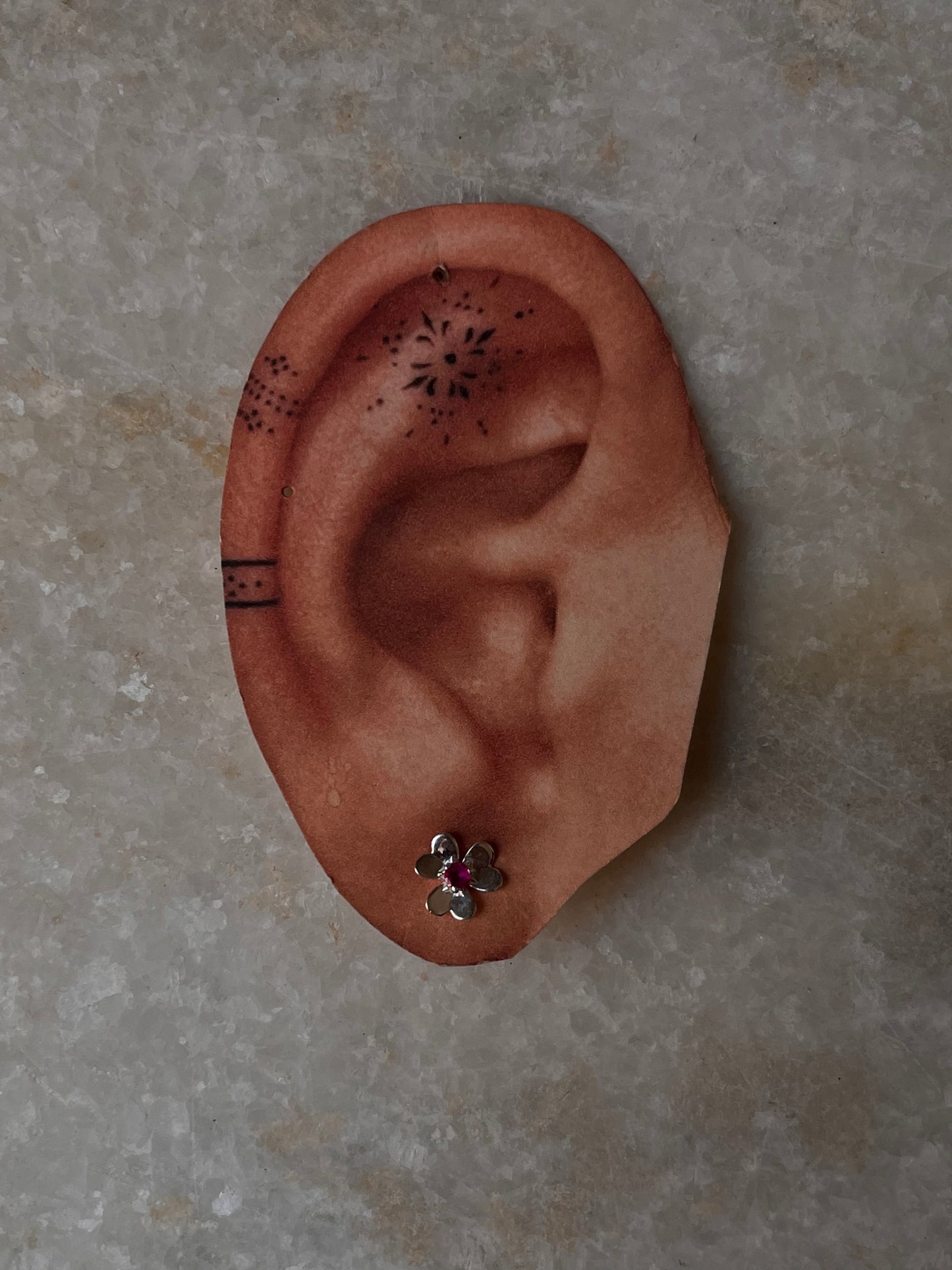 Ruby Lab Grown Flower 925 Sterling Silver Studs