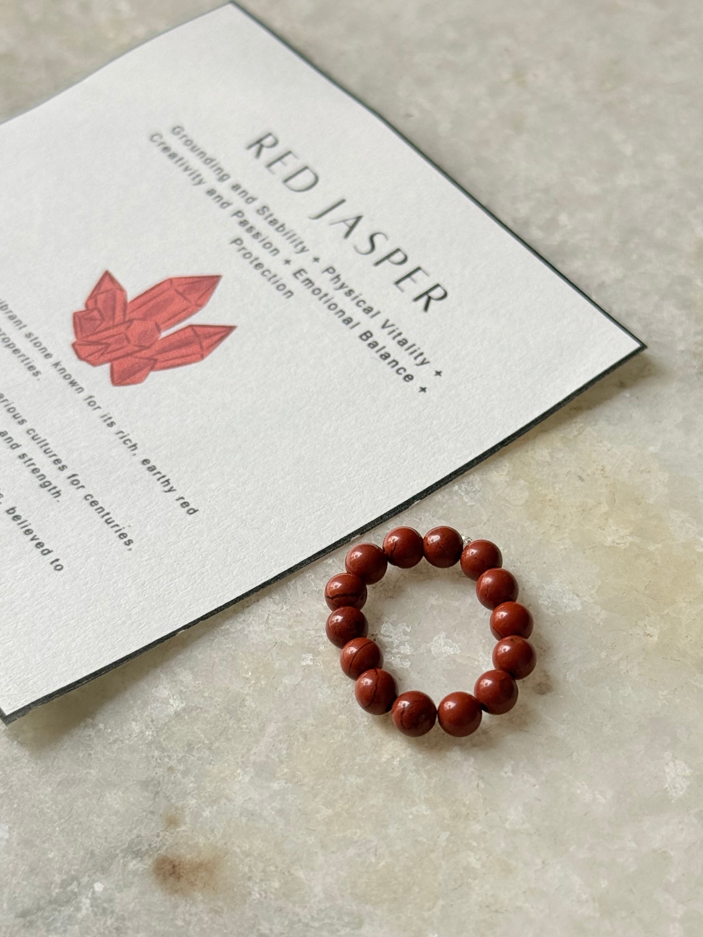 Natural Crystal Red Jasper 4mm Stretchy Rings