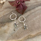 925 Sterling Silver Fresh Water Pearl, Aquamarine & Floral Hoops