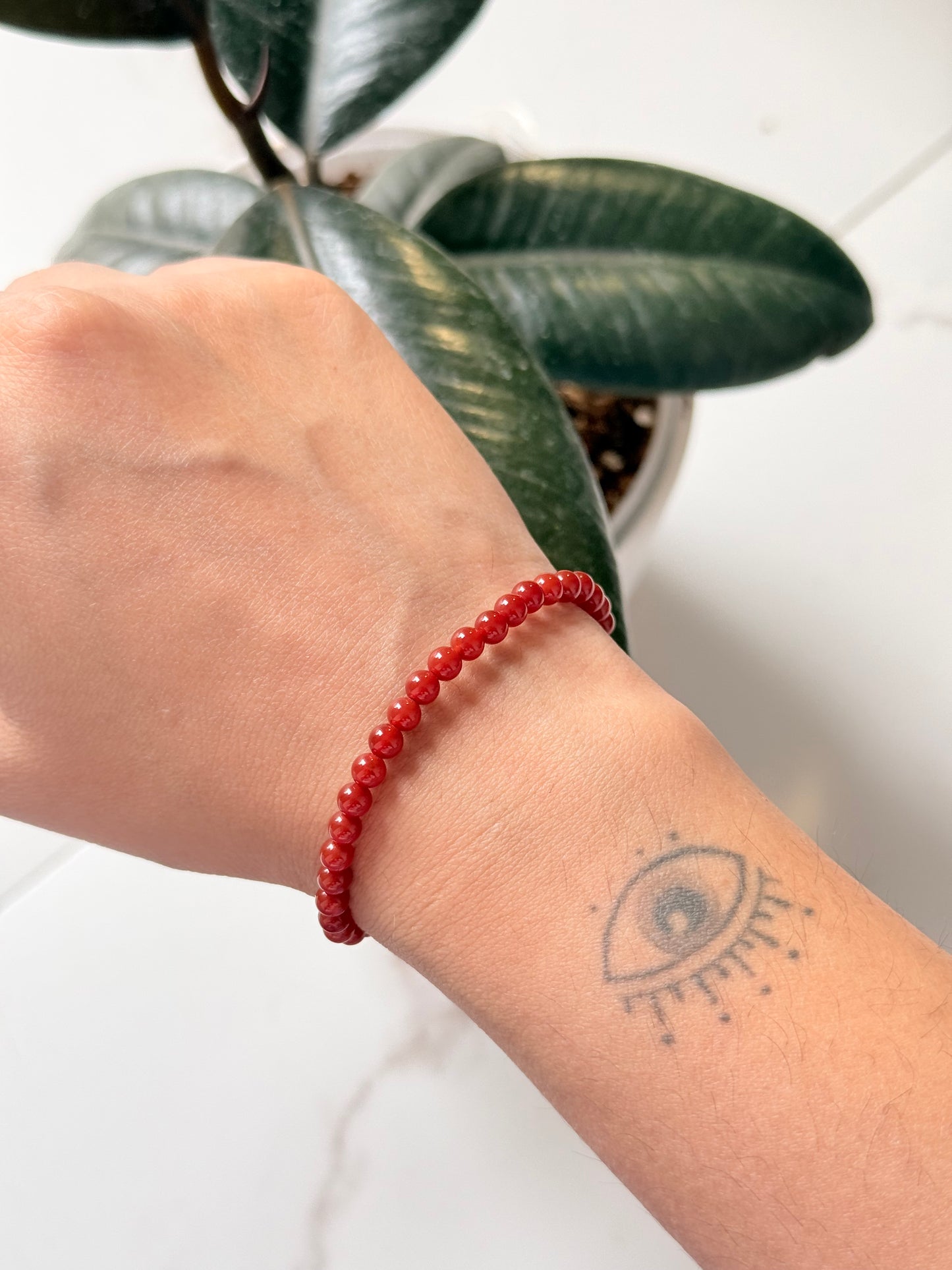 Natural Crystal Carnelian 4mm Bracelet