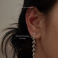 Sterling silver stud earrings with multi-tourmaline stones and chain connectors  