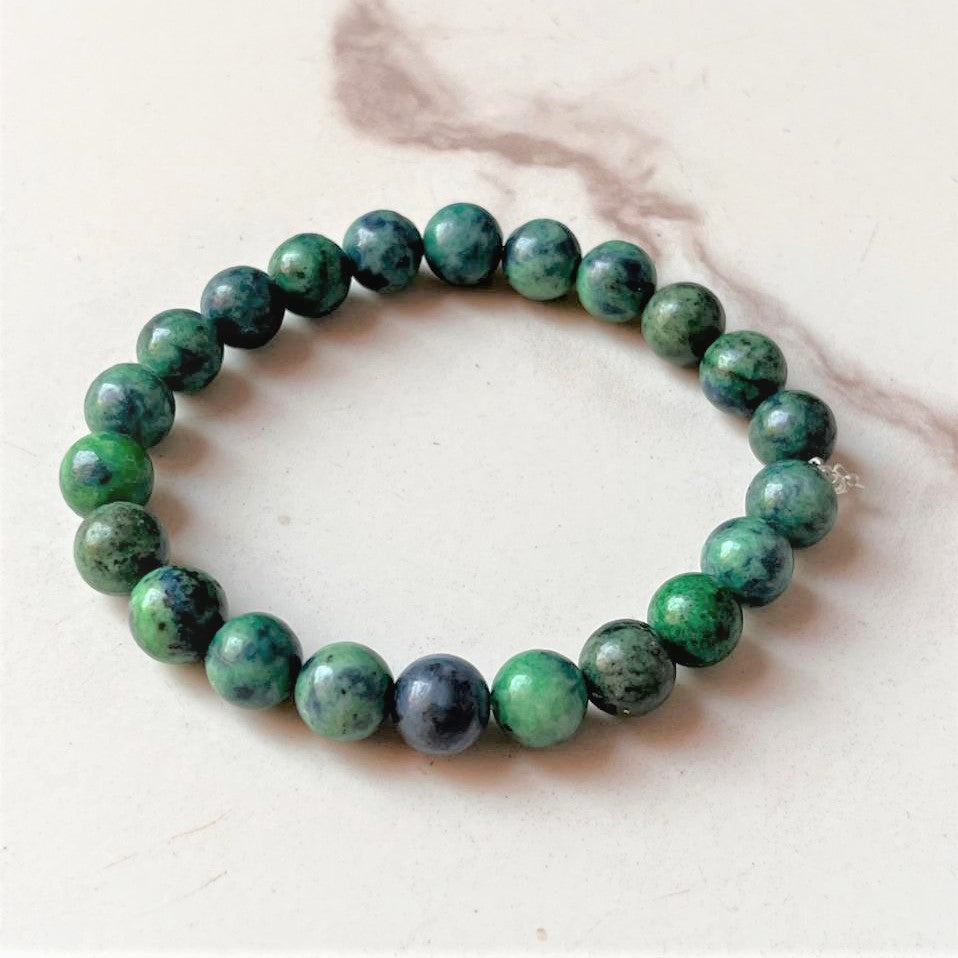 Azurite 8MM Bracelet with Natural Crystal Energy