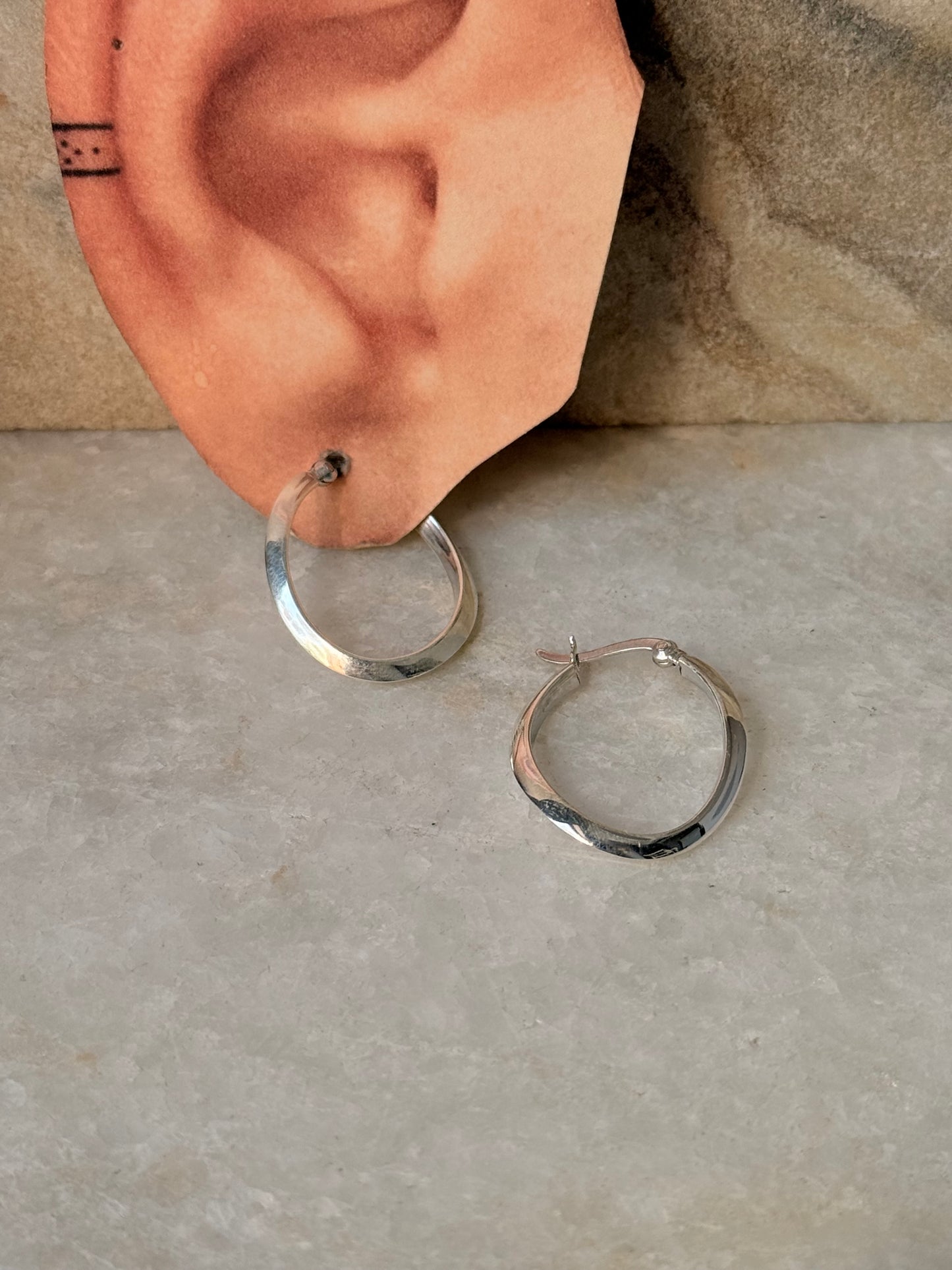 925 Sterling Silver Chunky Italian U Statement Hoops