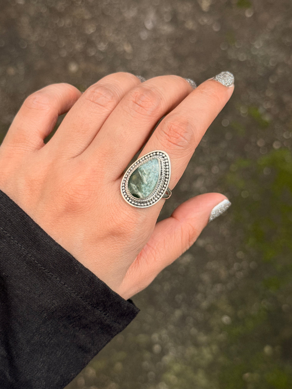 925 Sterling Silver Pear Jasper Handcrafted Ring