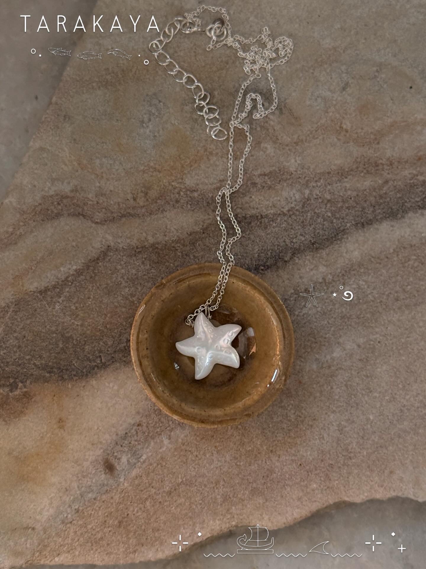 925 Sterling Silver Mother of Pearl Starfish Handcrafted Necklace