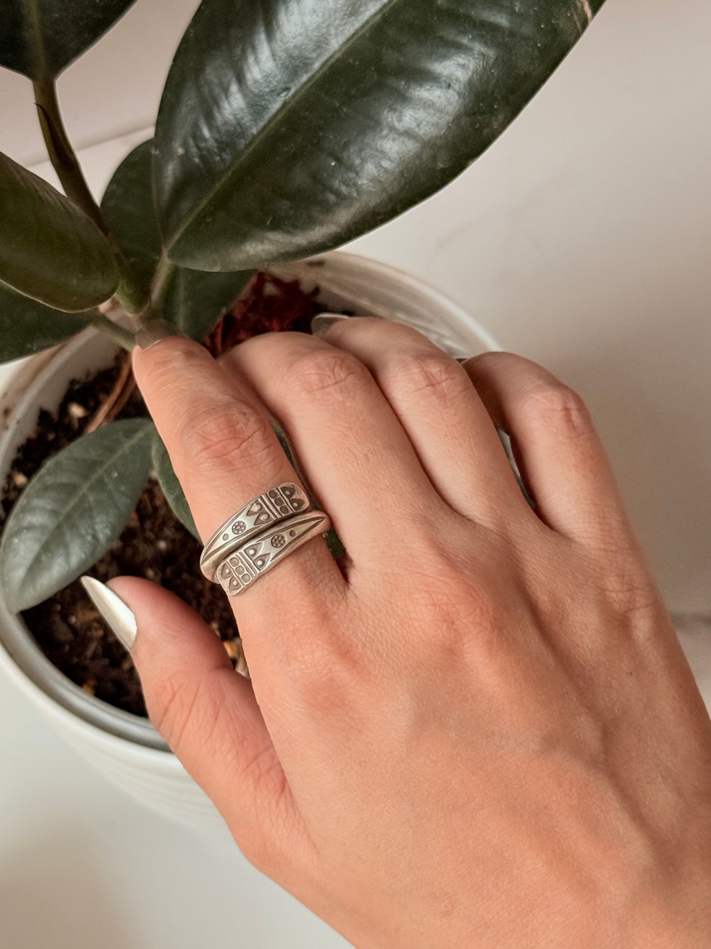 925 Sterling Silver Bohemian Hill Tribe Handcrafted Spirit Trail Adjustable Ring