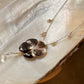 925 Sterling Silver Brown Mother Of Pearl Flower Carved , Fresh Water Pearls Charms & Clear Quartz Drop Handcrafted Dainty Necklace