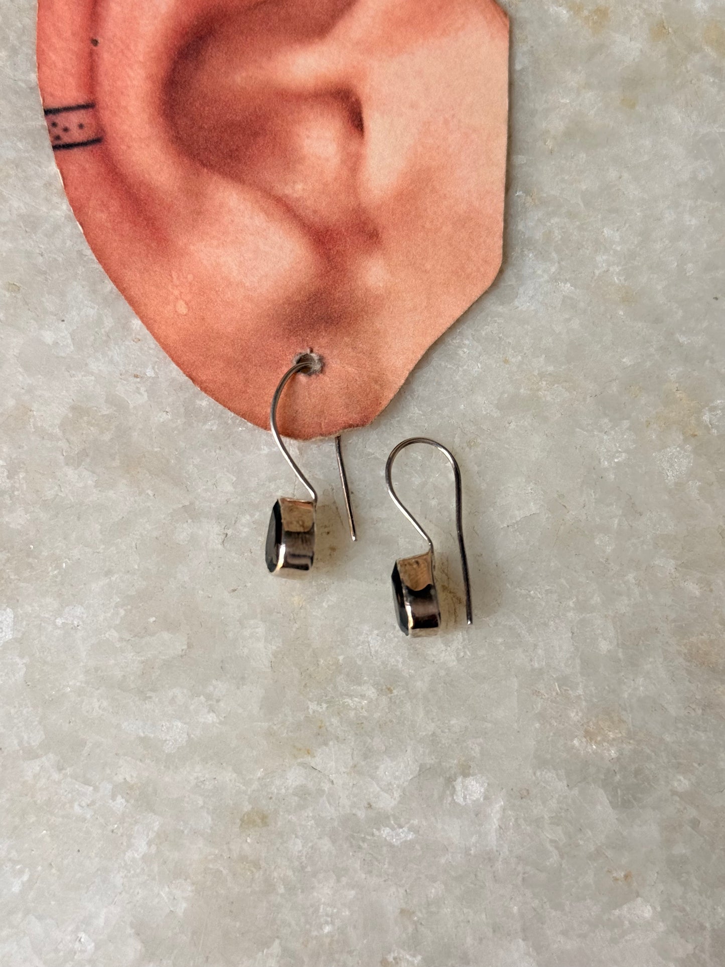 925 Sterling Silver Smokey Quartz Pear Hook Earrings