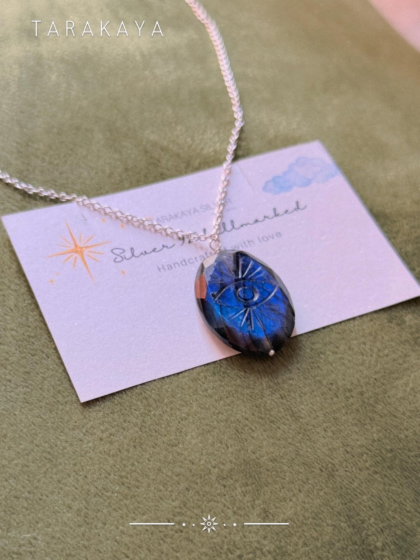 925 Sterling Silver Labradorite Evil Eye Handcrafted Necklace