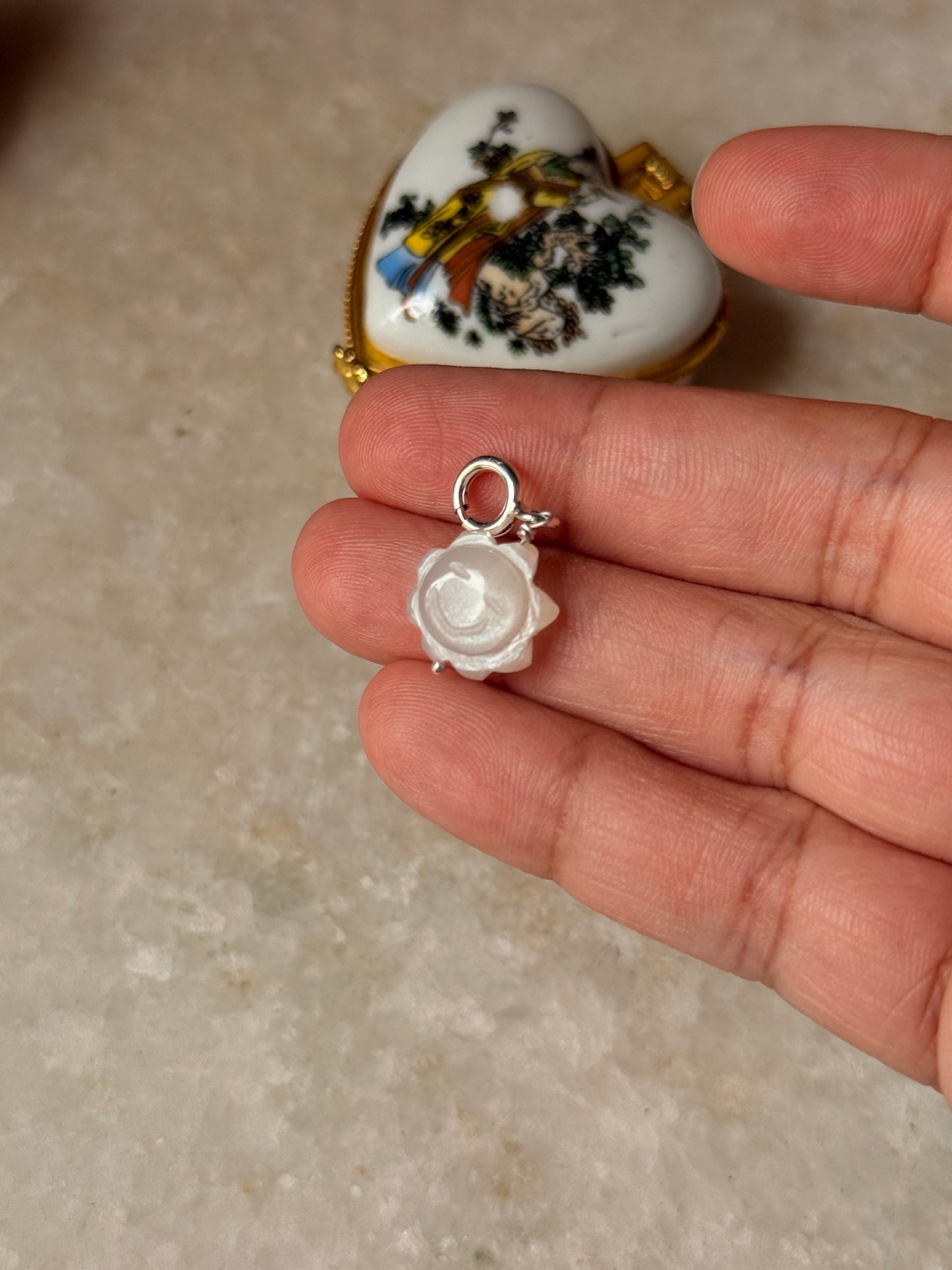 925 Sterling Silver Moonstone Sun Face Charm