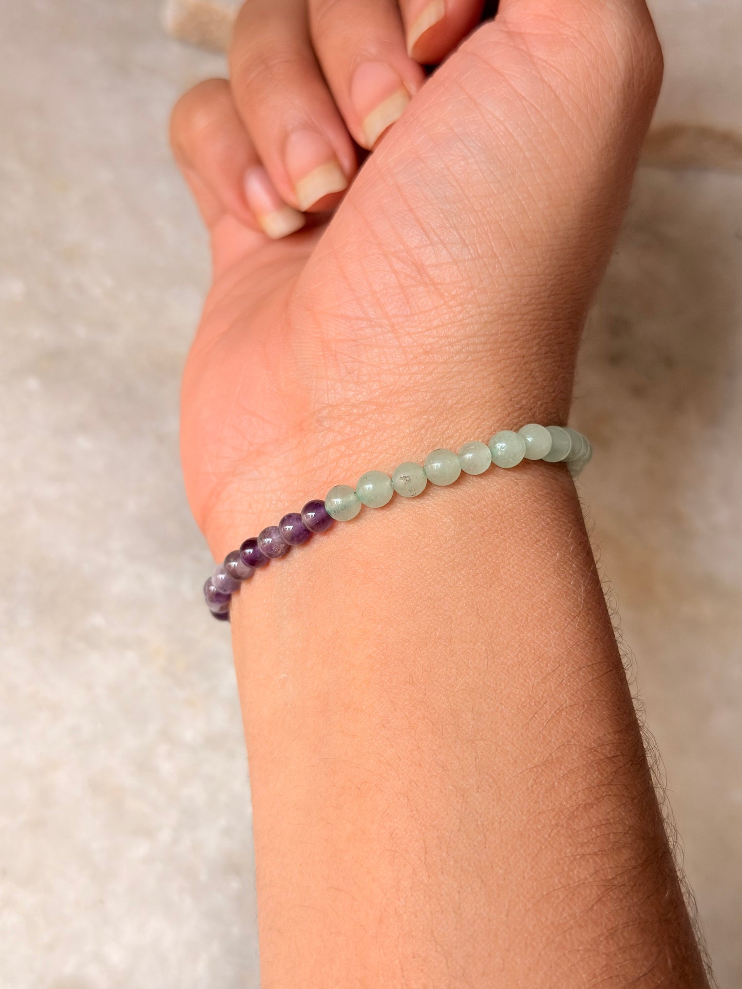 Natural Crystal Citrine, Green Aventurine & Amethyst 4mm Bracelet