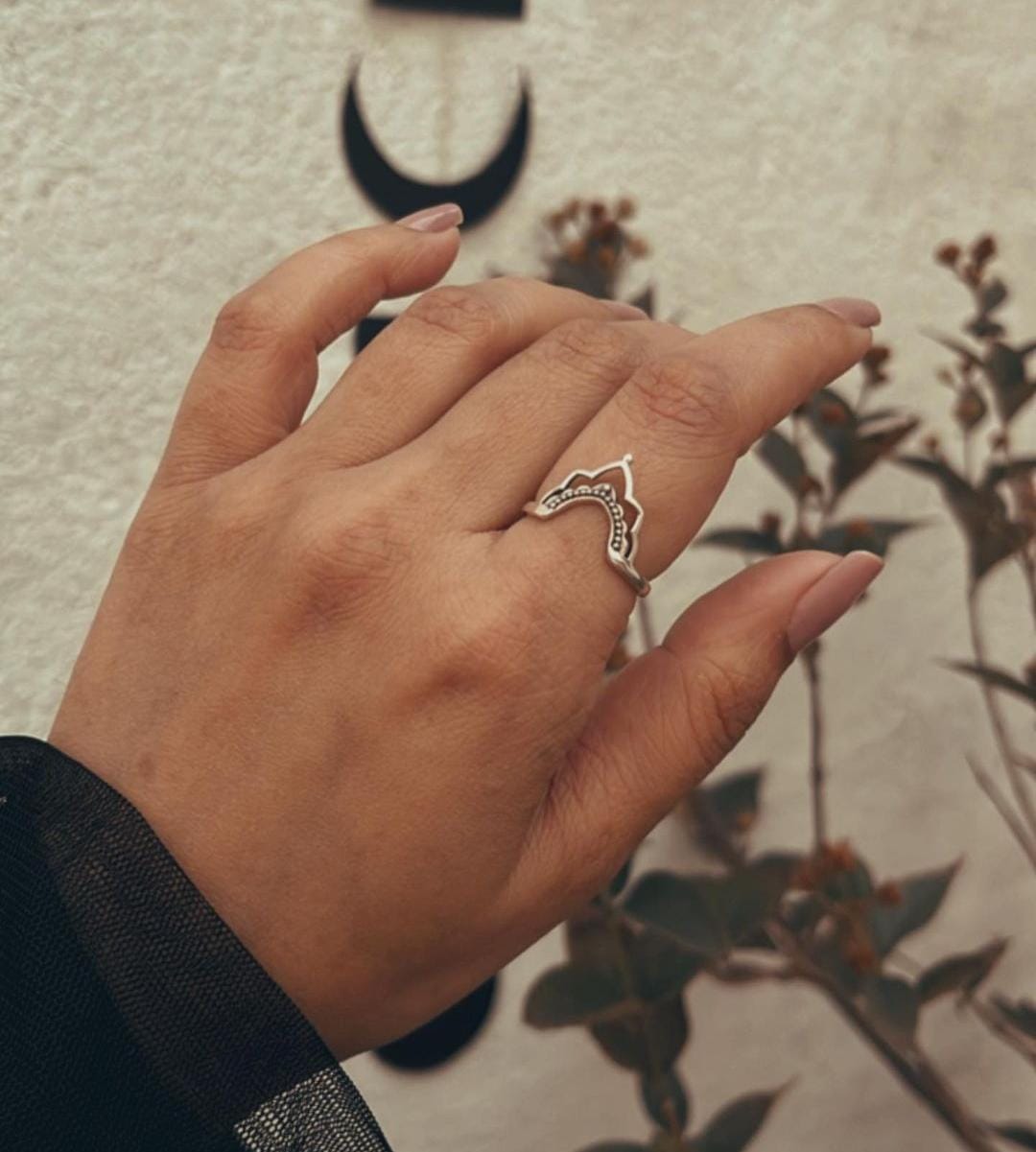 Elegant Boho Crown Silver Stack Ring