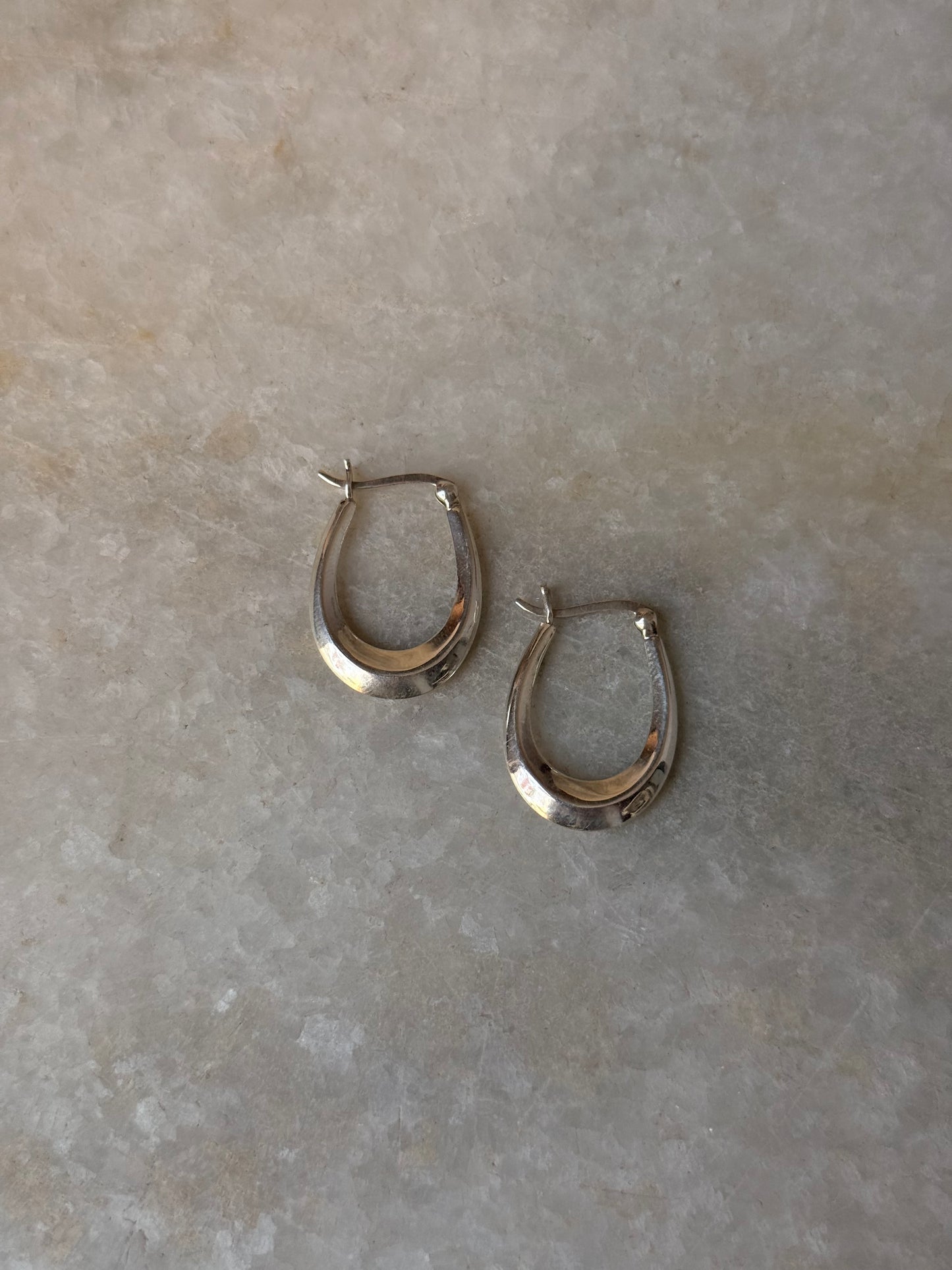 925 Sterling Silver Chunky Italian U Hoops Earrings