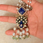 925 Sterling Silver Gold Plated Peacock Necklace with Antique Moissanite Polki, Meenakari, Lapis and Strawberry Quartz