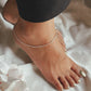 Sleek pure silver anklet with snake dot pattern