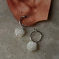 925 Sterling Silver Mother of Pearl Rose Carved Charm Italian Hoops